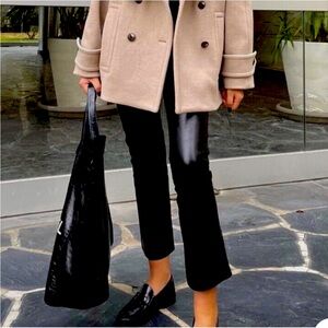 Zara Black Cropped Leather Pants